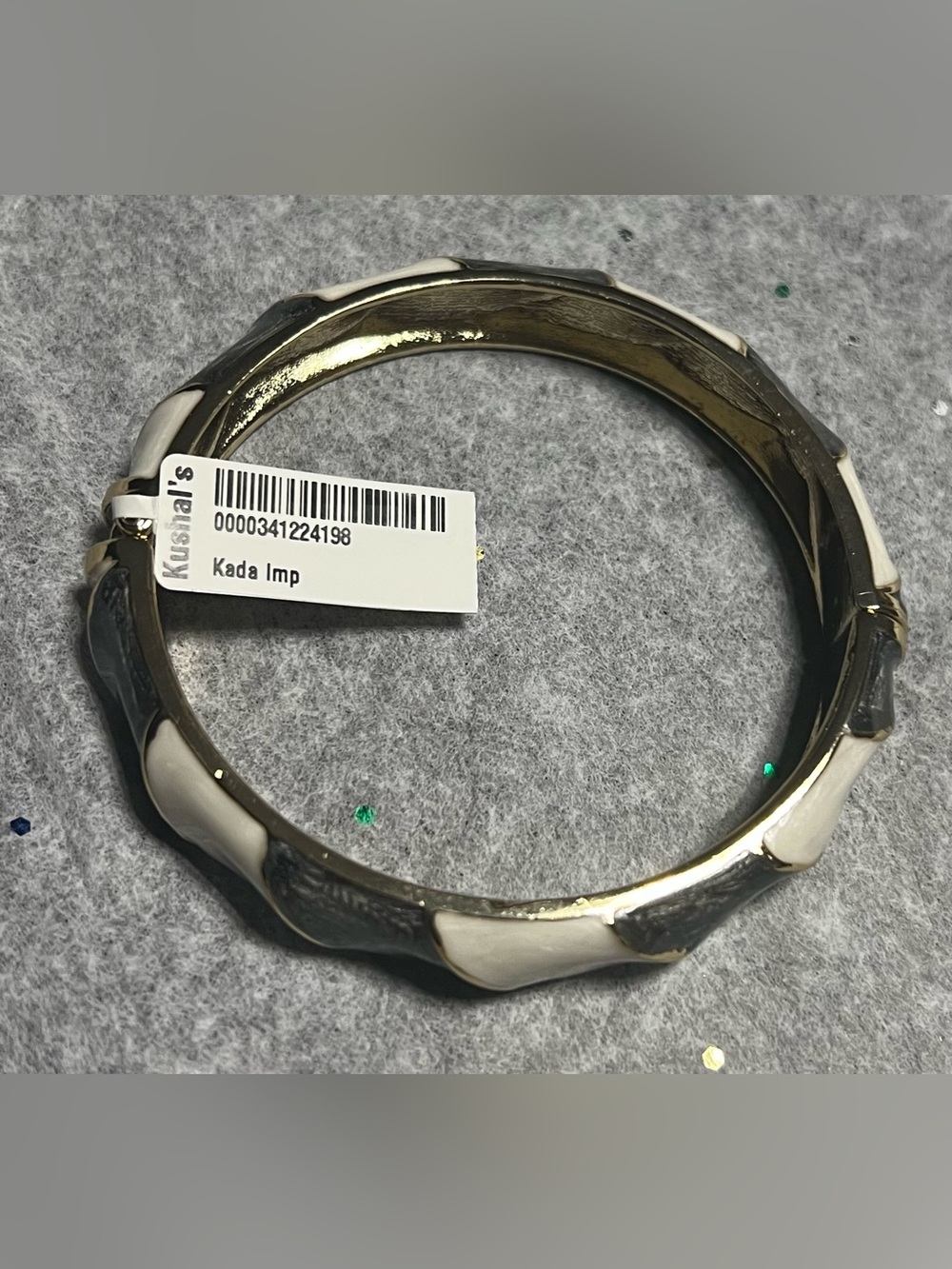 Gold-Tone Bracelet with White Enamel Inlay